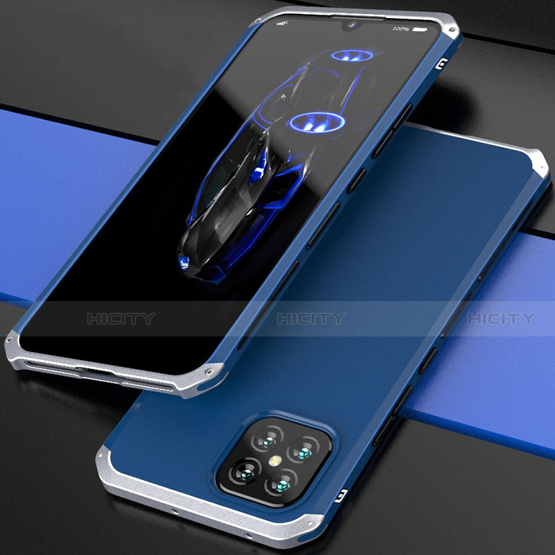 Coque Luxe Aluminum Metal Housse Etui 360 Degres pour Huawei Nova 8 SE 5G Argent et Bleu Plus