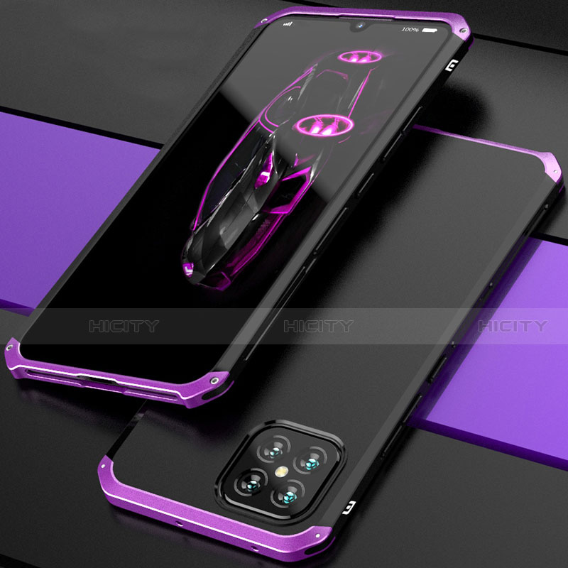 Coque Luxe Aluminum Metal Housse Etui 360 Degres pour Huawei Nova 8 SE 5G Violet et Noir Plus