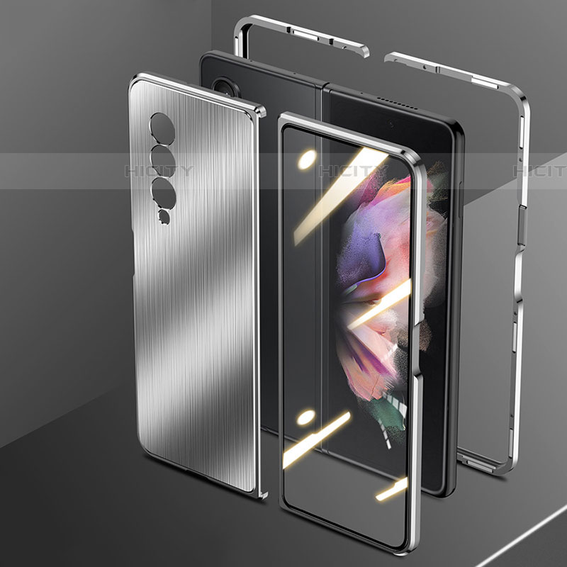 Coque Luxe Aluminum Metal Housse Etui 360 Degres pour Samsung Galaxy Z Fold4 5G Argent Plus