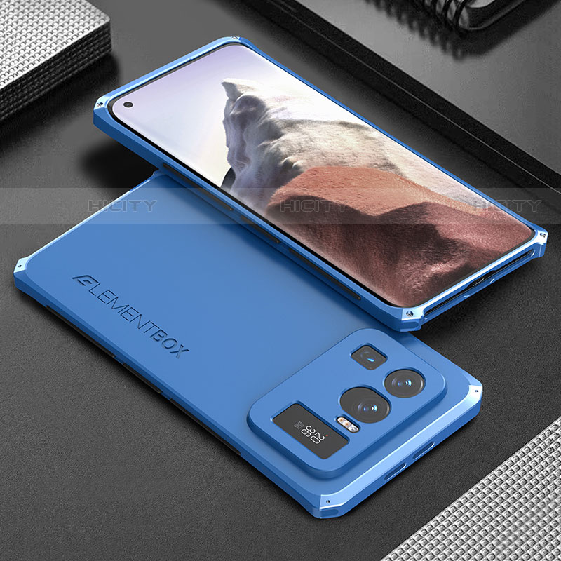 Coque Luxe Aluminum Metal Housse Etui 360 Degres pour Xiaomi Mi 11 Ultra 5G Bleu Plus