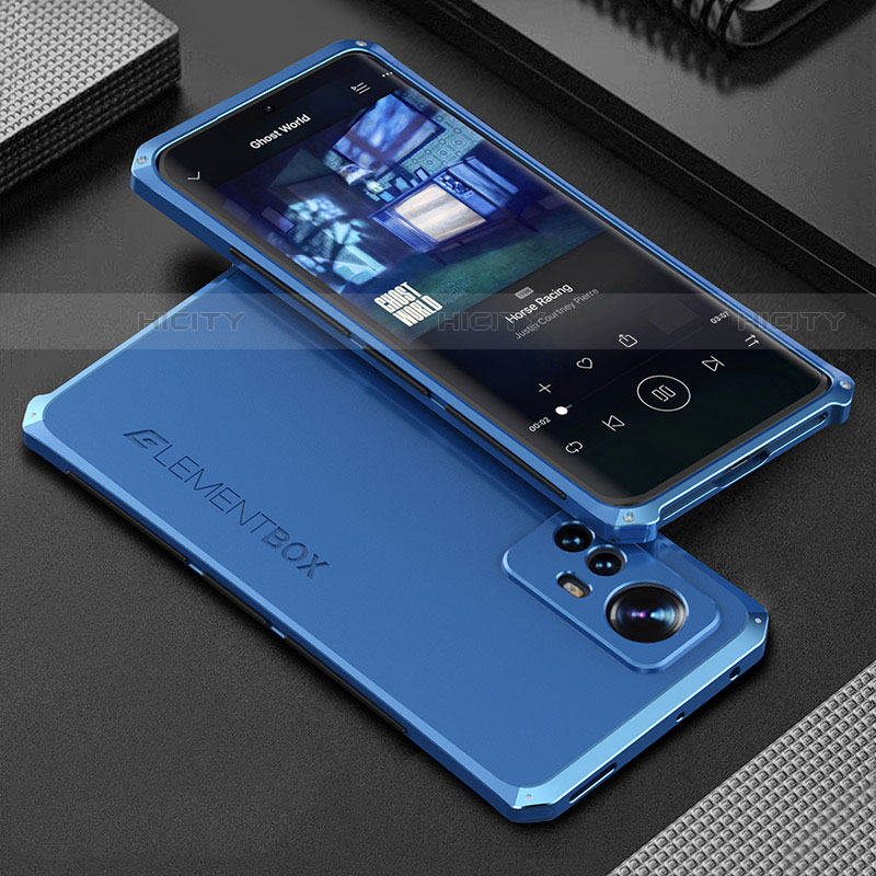 Coque Luxe Aluminum Metal Housse Etui 360 Degres pour Xiaomi Mi 12 Pro 5G Bleu Plus