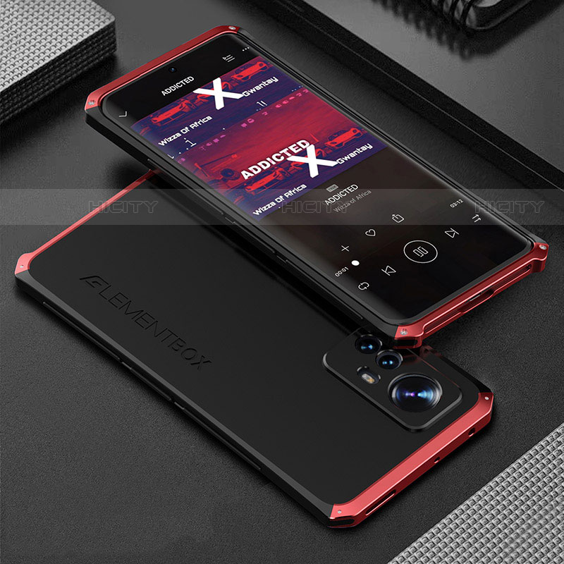 Coque Luxe Aluminum Metal Housse Etui 360 Degres pour Xiaomi Mi 12S 5G Rouge et Noir Plus