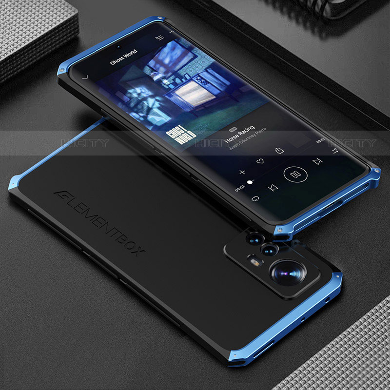 Coque Luxe Aluminum Metal Housse Etui 360 Degres pour Xiaomi Mi 12S Pro 5G Bleu et Noir Plus