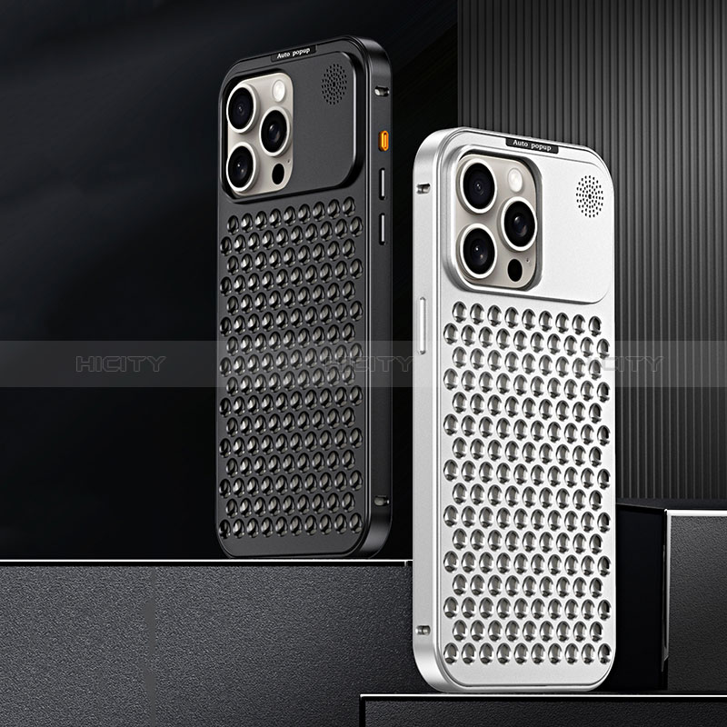 Coque Luxe Aluminum Metal Housse Etui 360 Degres QC3 pour Apple iPhone 15 Pro Plus