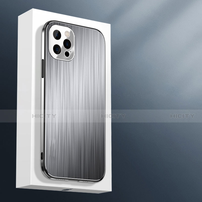 Coque Luxe Aluminum Metal Housse Etui M01 pour Apple iPhone 14 Pro Argent Plus