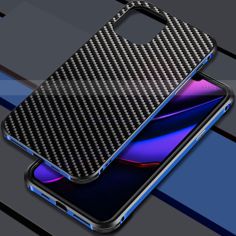 Coque Luxe Aluminum Metal Housse Etui M02 pour Apple iPhone 11 Pro Bleu Plus