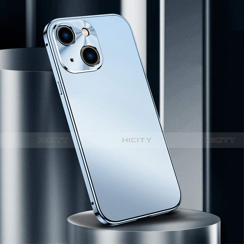 Coque Luxe Aluminum Metal Housse Etui M02 pour Apple iPhone 14 Bleu Plus