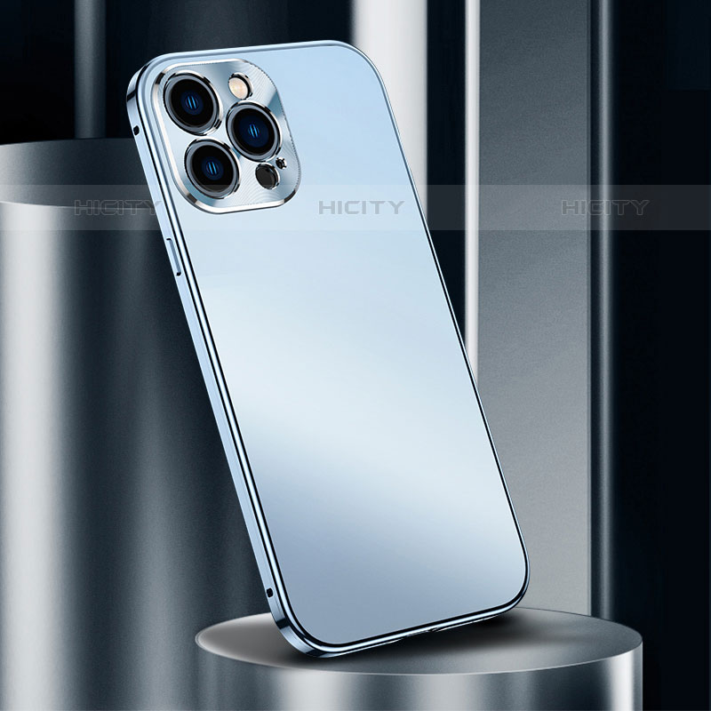Coque Luxe Aluminum Metal Housse Etui M03 pour Apple iPhone 15 Pro Bleu Plus