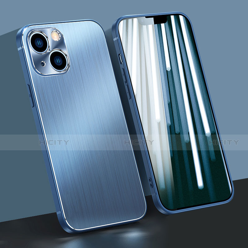 Coque Luxe Aluminum Metal Housse Etui M09 pour Apple iPhone 14 Plus Bleu Plus