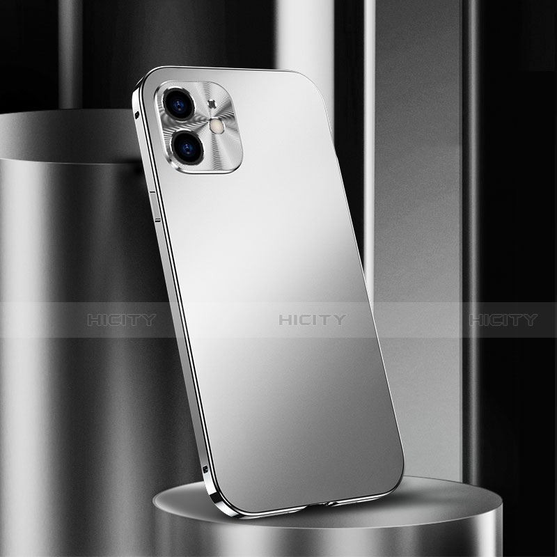 Coque Luxe Aluminum Metal Housse Etui N01 pour Apple iPhone 12 Argent Plus