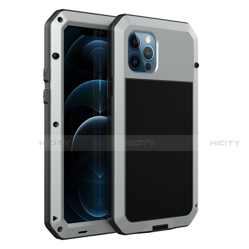 Coque Luxe Aluminum Metal Housse Etui N01 pour Apple iPhone 12 Pro Max Argent Plus