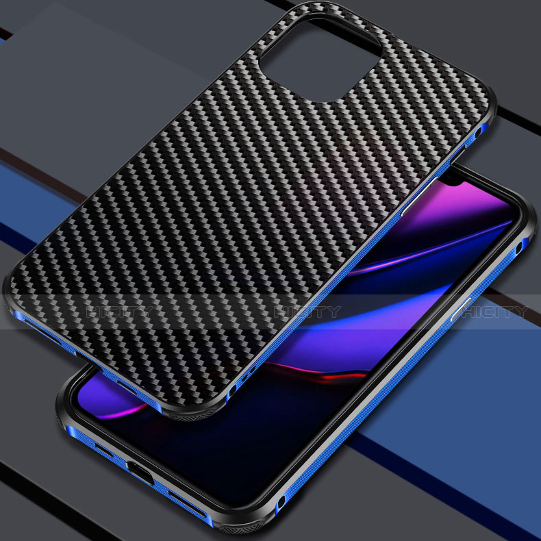 Coque Luxe Aluminum Metal Housse Etui pour Apple iPhone 11 Bleu Plus