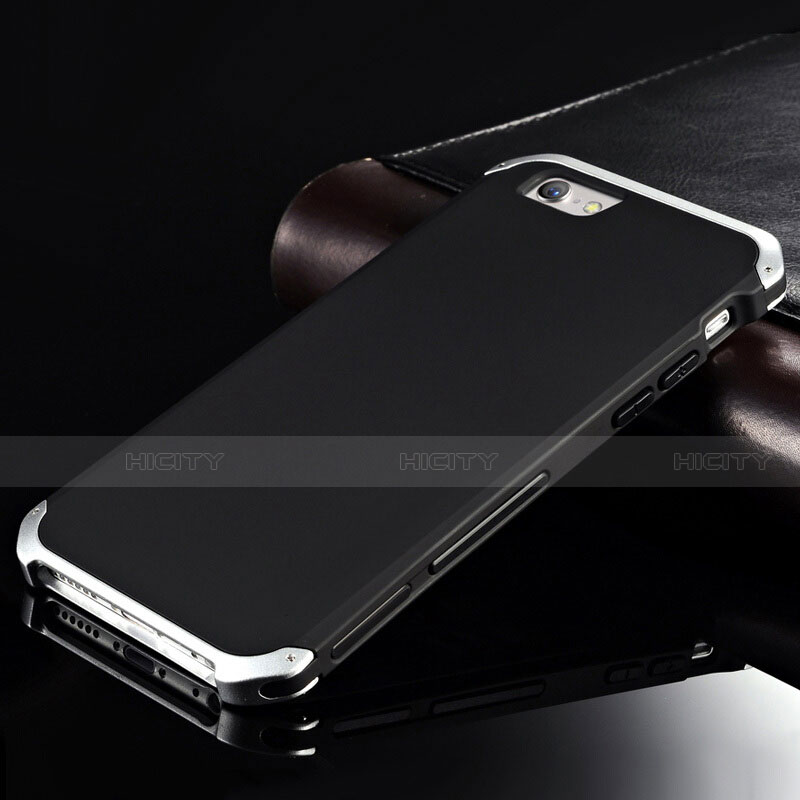 Coque Luxe Aluminum Metal Housse Etui pour Apple iPhone 6S Plus Argent et Noir Plus