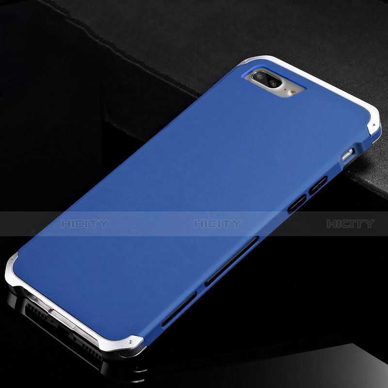 Coque Luxe Aluminum Metal Housse Etui pour Apple iPhone 8 Plus Bleu Plus