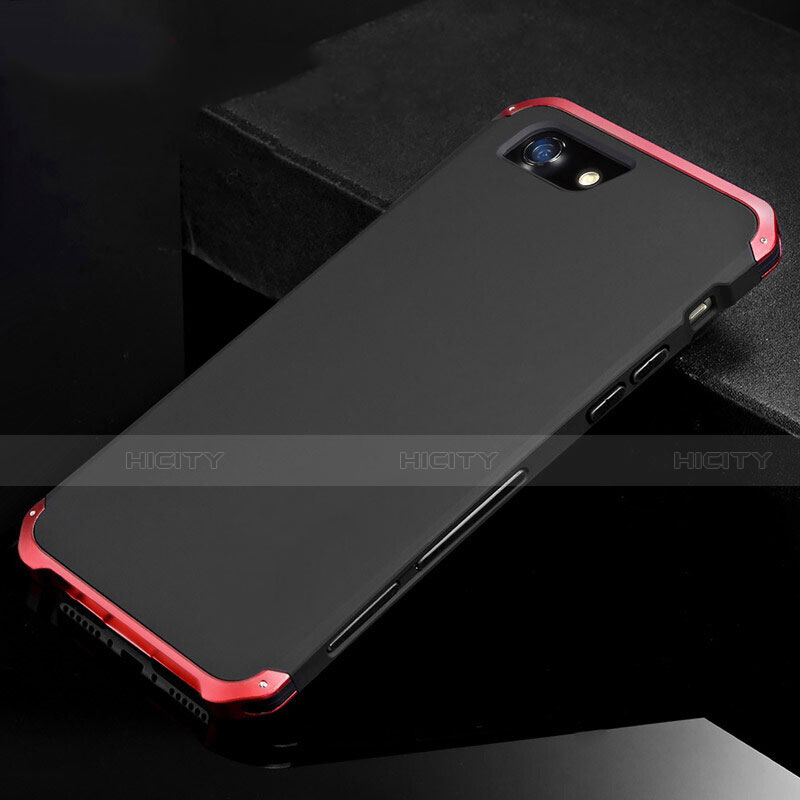Coque Luxe Aluminum Metal Housse Etui pour Apple iPhone SE (2020) Rouge et Noir Plus