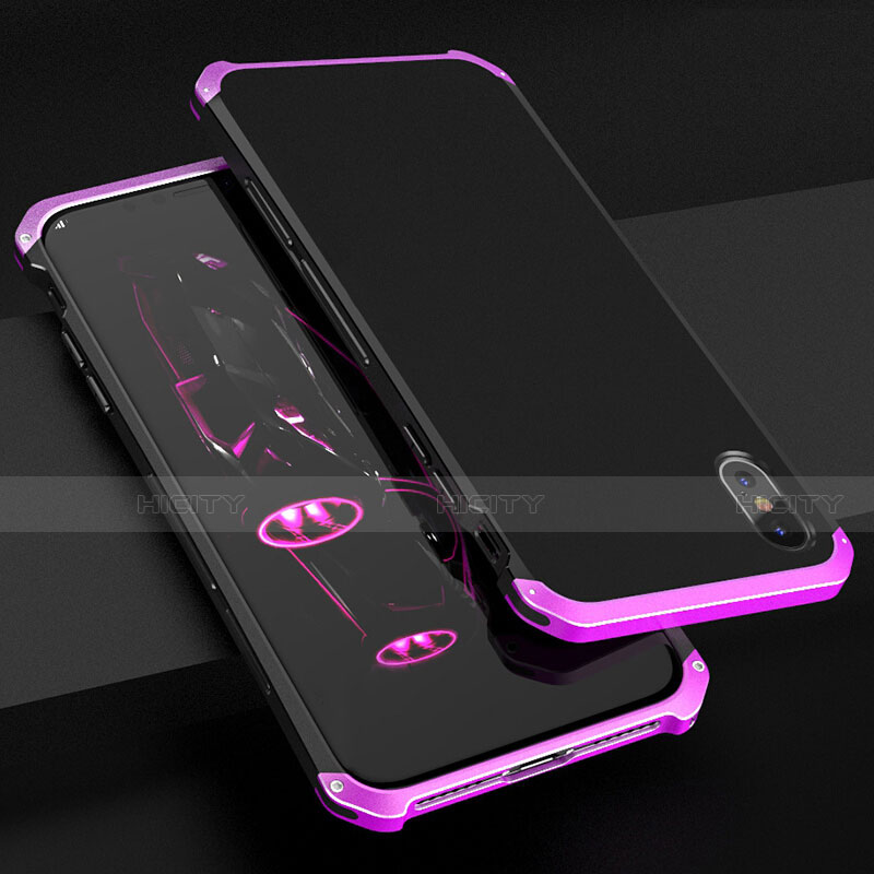 Coque Luxe Aluminum Metal Housse Etui pour Apple iPhone Xs Violet Plus