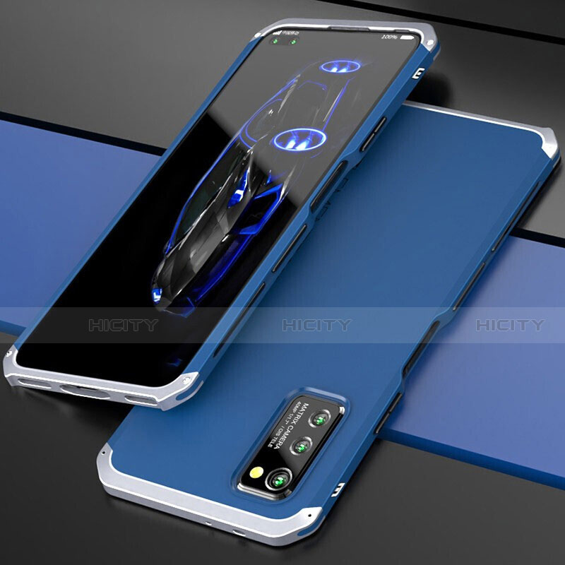 Coque Luxe Aluminum Metal Housse Etui pour Huawei Honor V30 Pro 5G Argent et Bleu Plus