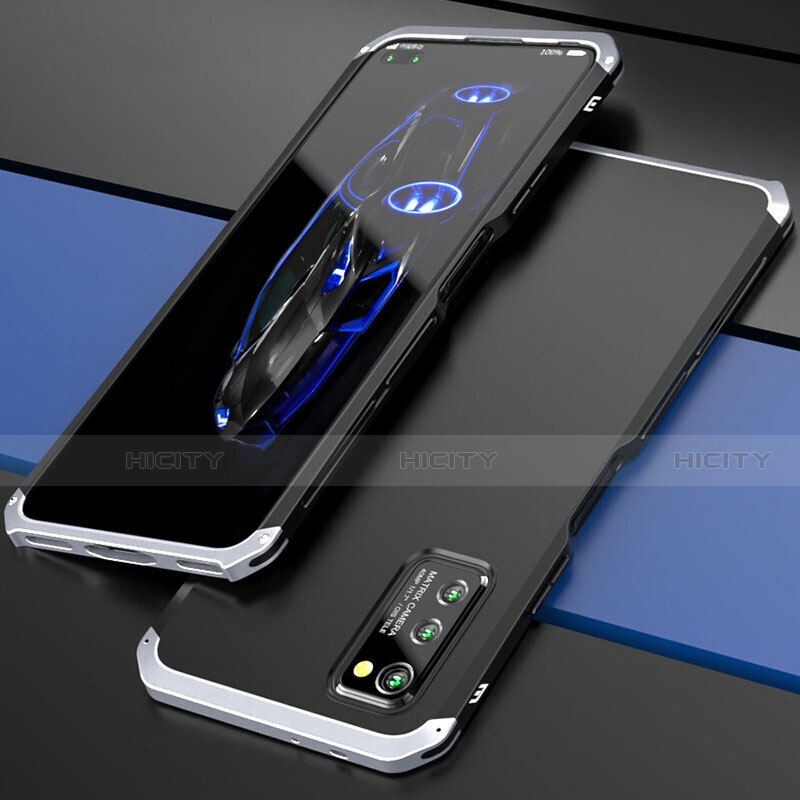 Coque Luxe Aluminum Metal Housse Etui pour Huawei Honor V30 Pro 5G Argent et Noir Plus