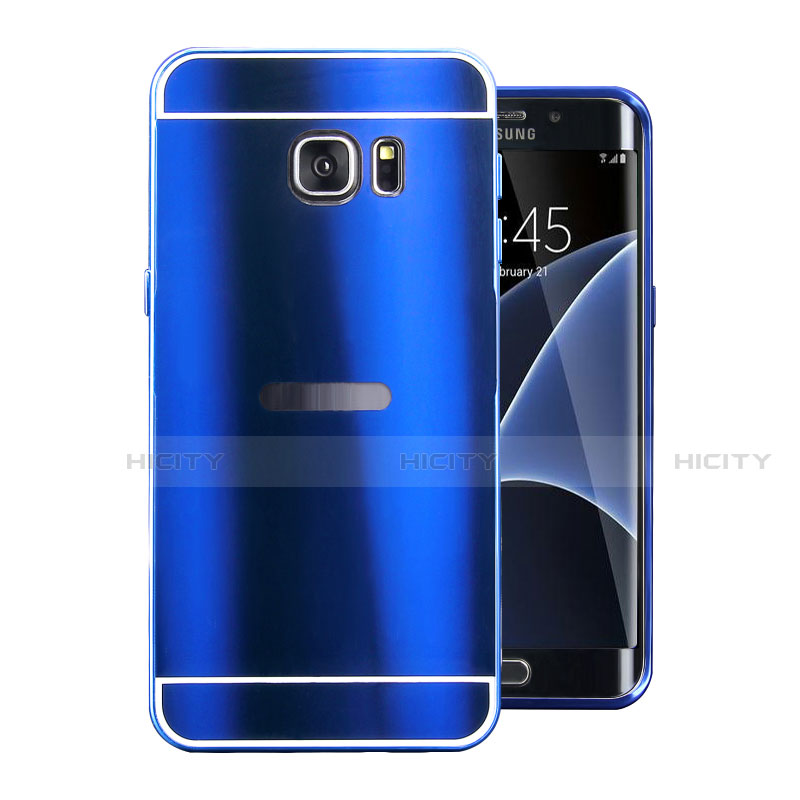Coque Luxe Aluminum Metal Housse Etui pour Samsung Galaxy S7 Edge G935F Bleu Plus