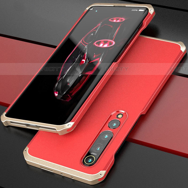Coque Luxe Aluminum Metal Housse Etui pour Xiaomi Mi 10 Pro Or et Rouge Plus
