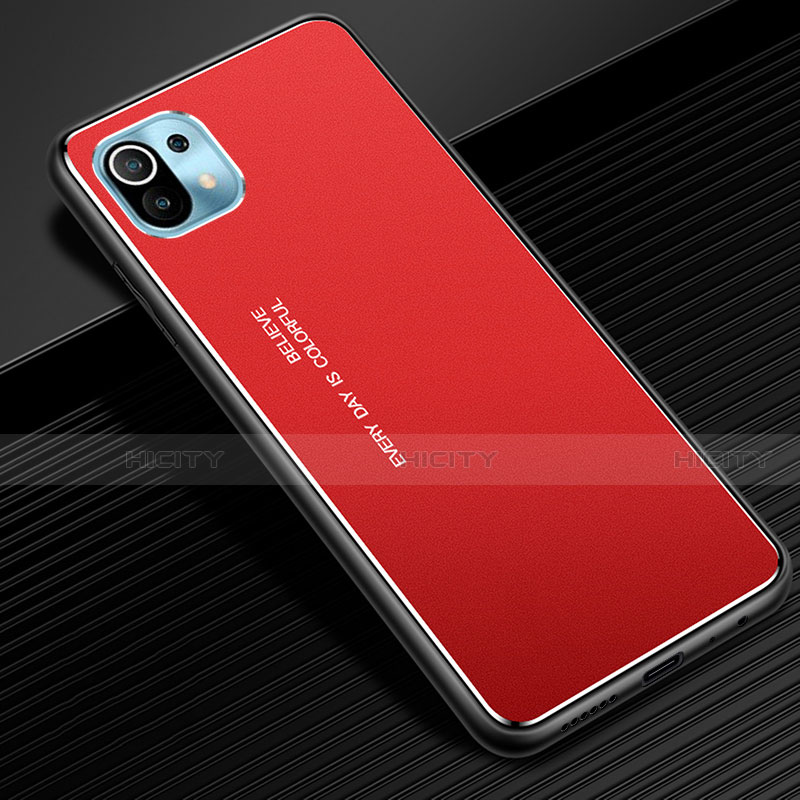 Coque Luxe Aluminum Metal Housse Etui pour Xiaomi Mi 11 5G Rouge Plus