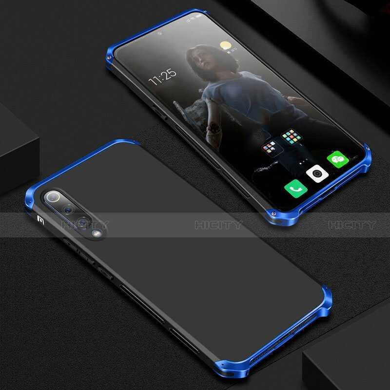 Coque Luxe Aluminum Metal Housse Etui pour Xiaomi Mi 9 Bleu et Noir Plus