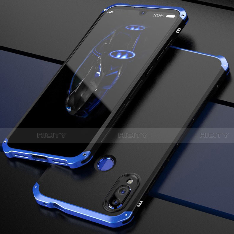 Coque Luxe Aluminum Metal Housse Etui pour Xiaomi Redmi Note 7 Bleu et Noir Plus