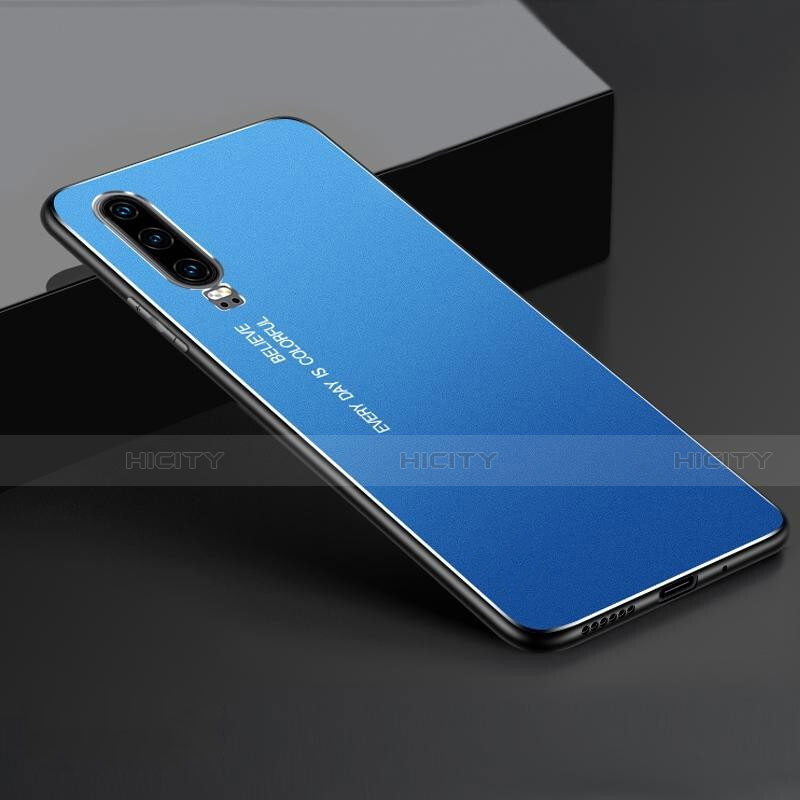 Coque Luxe Aluminum Metal Housse Etui T01 pour Huawei P30 Bleu Plus