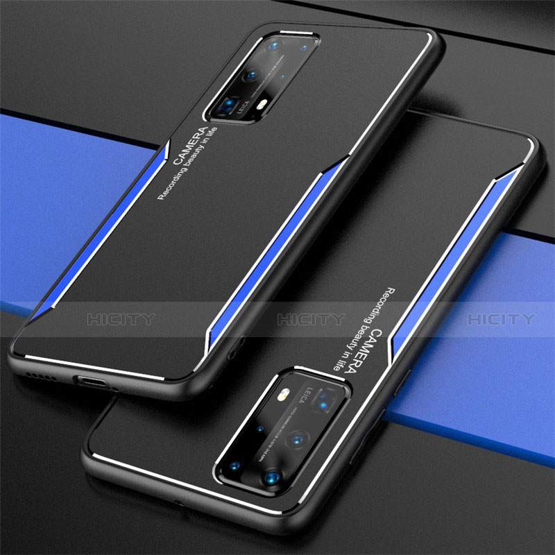 Coque Luxe Aluminum Metal Housse Etui T01 pour Huawei P40 Pro+ Plus Bleu Plus