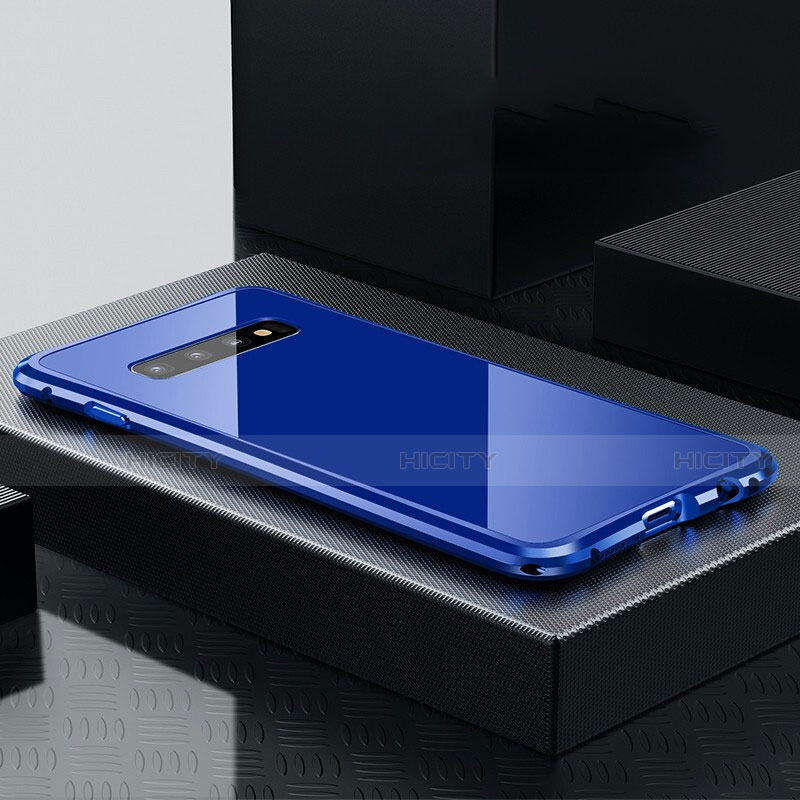 Coque Luxe Aluminum Metal Housse Etui T02 pour Samsung Galaxy S10 Bleu Plus