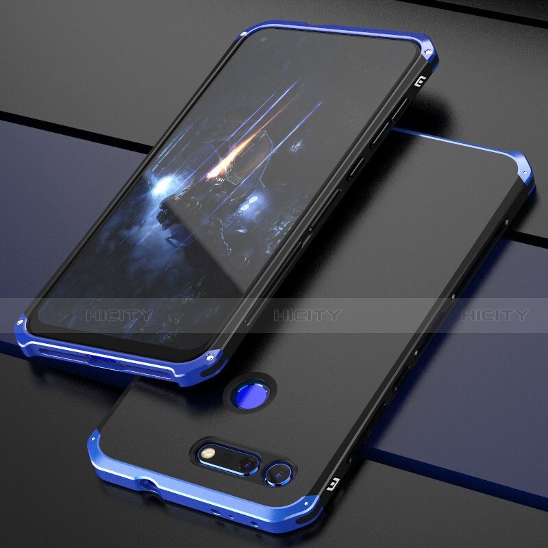 Coque Luxe Aluminum Metal Housse Etui T03 pour Huawei Honor View 20 Bleu et Noir Plus