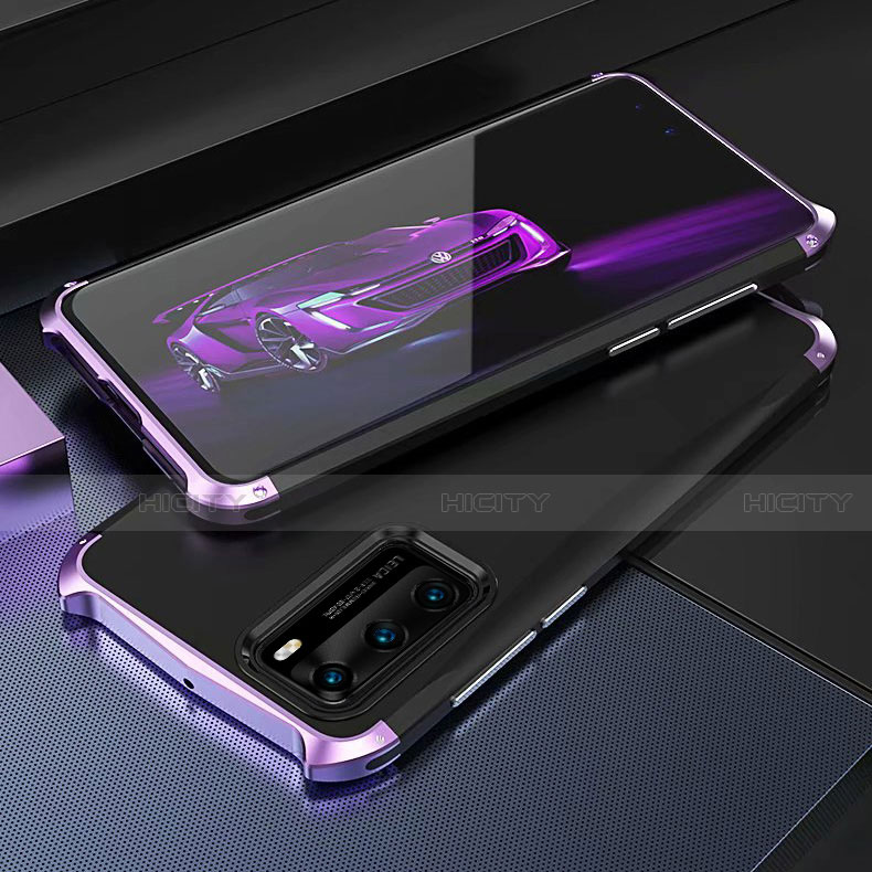 Coque Luxe Aluminum Metal Housse Etui T03 pour Huawei P40 Violet Plus