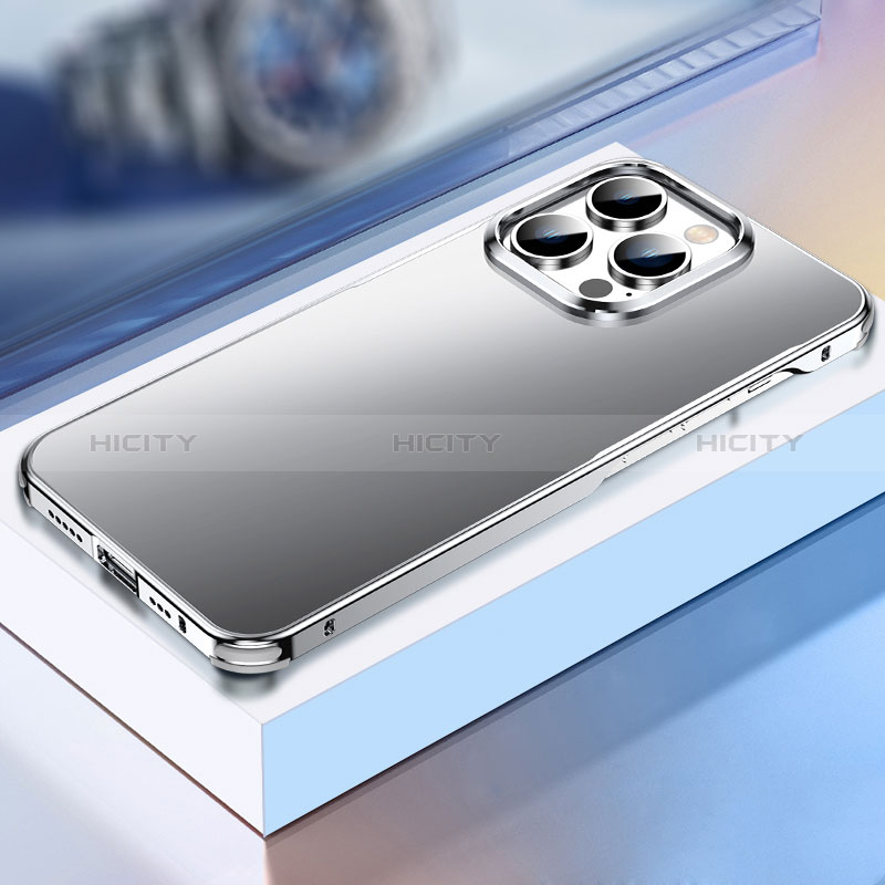 Coque Luxe Aluminum Metal Housse Etui TB1 pour Apple iPhone 15 Pro Argent Plus
