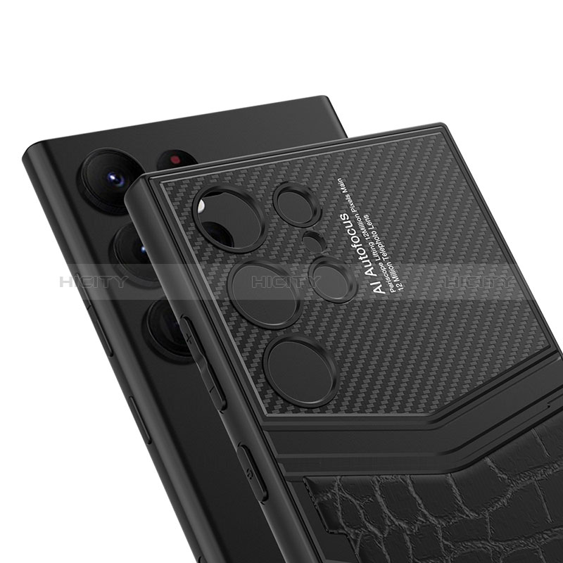 Coque Luxe Cuir et Plastique Housse Etui Mat AC3 pour Samsung Galaxy S23 Ultra 5G Noir Plus