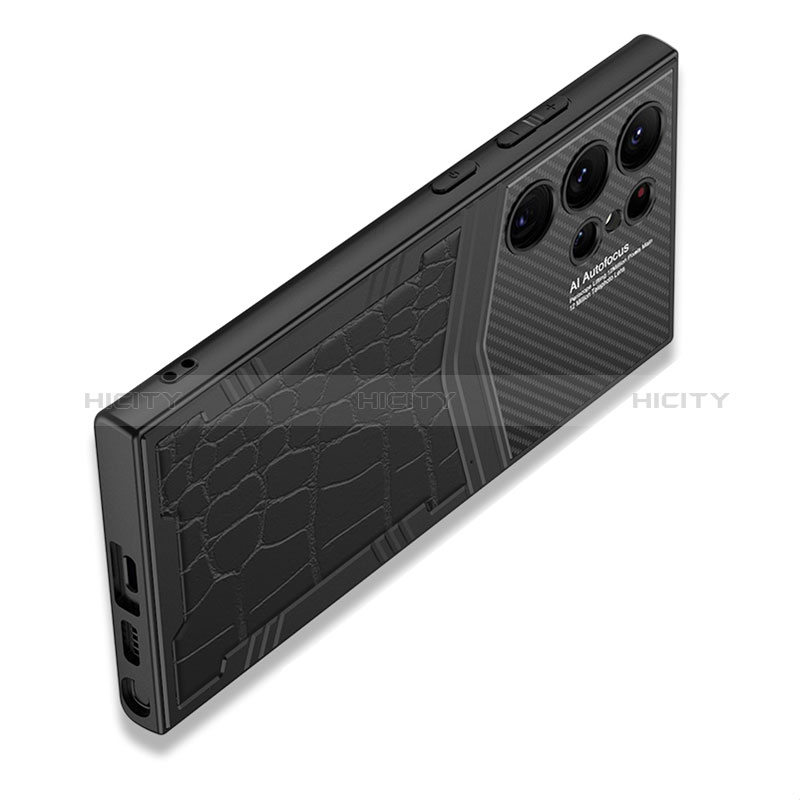 Coque Luxe Cuir et Plastique Housse Etui Mat AC3 pour Samsung Galaxy S23 Ultra 5G Noir Plus