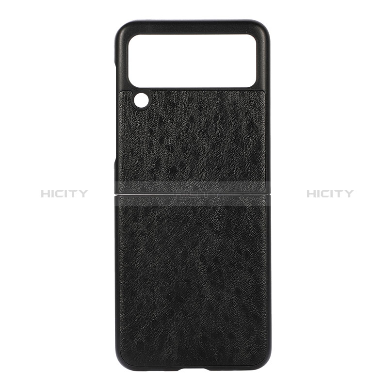 Coque Luxe Cuir et Plastique Housse Etui Mat B04 pour Samsung Galaxy Z Flip3 5G Noir Plus