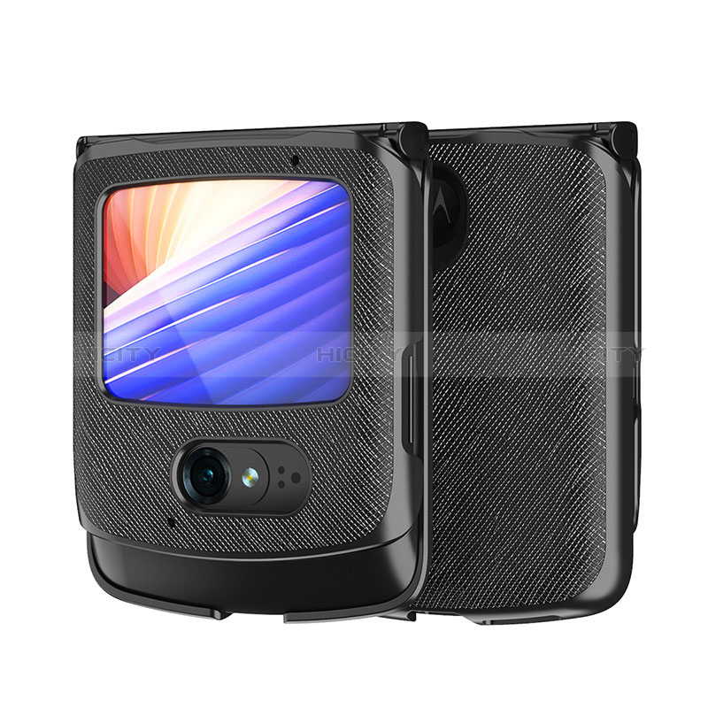 Coque Luxe Cuir et Plastique Housse Etui Mat BH1 pour Motorola Moto RAZR (2022) 5G Noir Plus