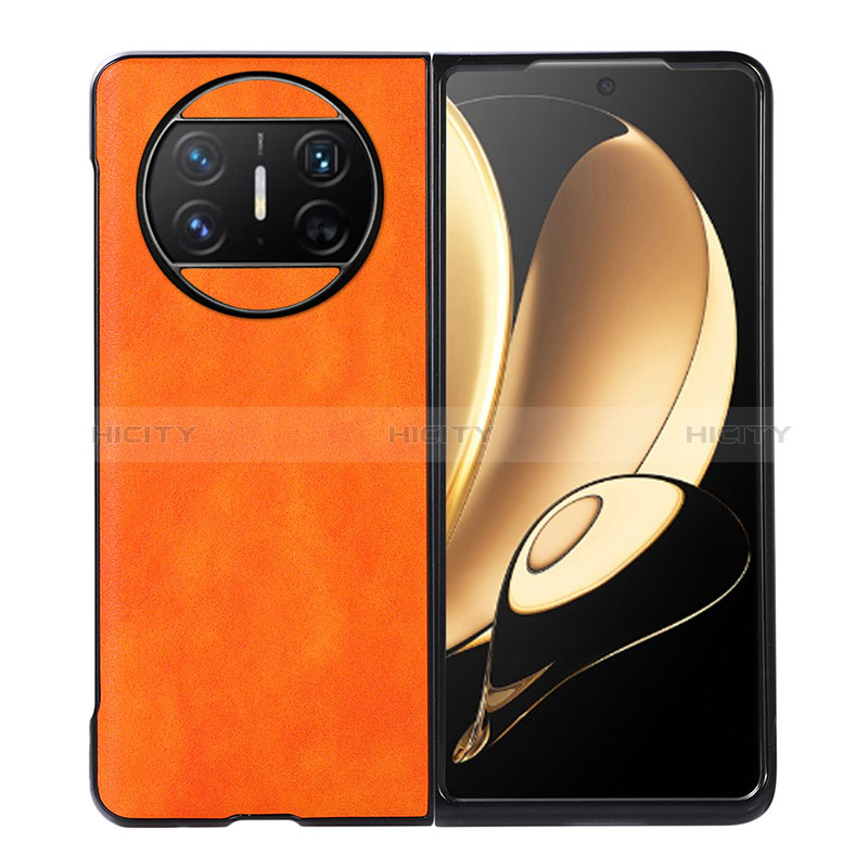 Coque Luxe Cuir et Plastique Housse Etui Mat BH3 pour Huawei Mate X3 Orange Plus