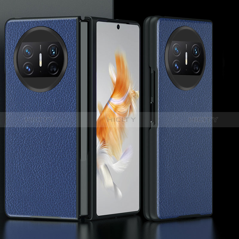Coque Luxe Cuir et Plastique Housse Etui Mat BH5 pour Huawei Mate X3 Bleu Plus