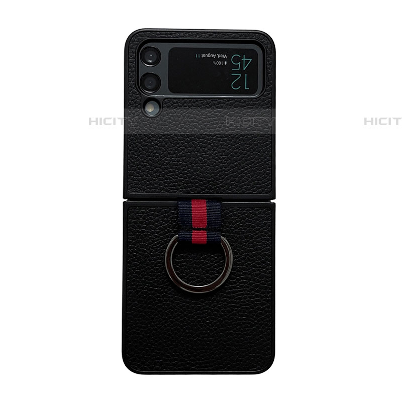 Coque Luxe Cuir et Plastique Housse Etui Mat C05 pour Samsung Galaxy Z Flip4 5G Noir Plus