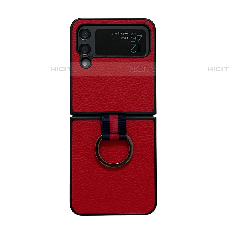 Coque Luxe Cuir et Plastique Housse Etui Mat C05 pour Samsung Galaxy Z Flip4 5G Rouge Plus