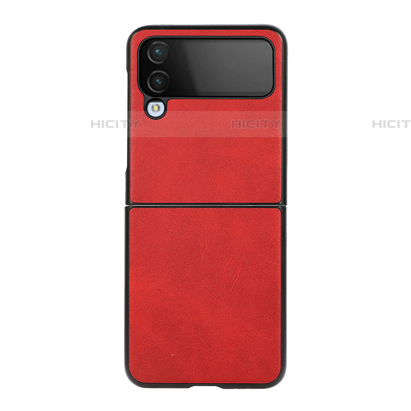 Coque Luxe Cuir et Plastique Housse Etui Mat C07 pour Samsung Galaxy Z Flip4 5G Rouge Plus