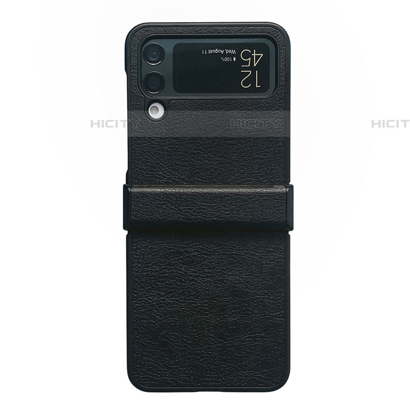 Coque Luxe Cuir et Plastique Housse Etui Mat C08 pour Samsung Galaxy Z Flip4 5G Noir Plus