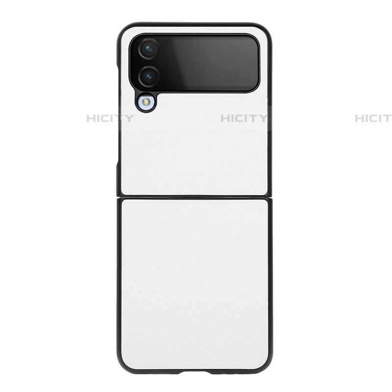 Coque Luxe Cuir et Plastique Housse Etui Mat C09 pour Samsung Galaxy Z Flip4 5G Blanc Plus