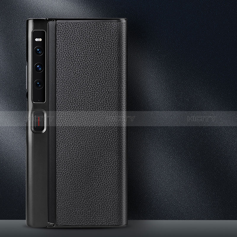 Coque Luxe Cuir et Plastique Housse Etui Mat DL1 pour Huawei Mate Xs 2 Noir Plus