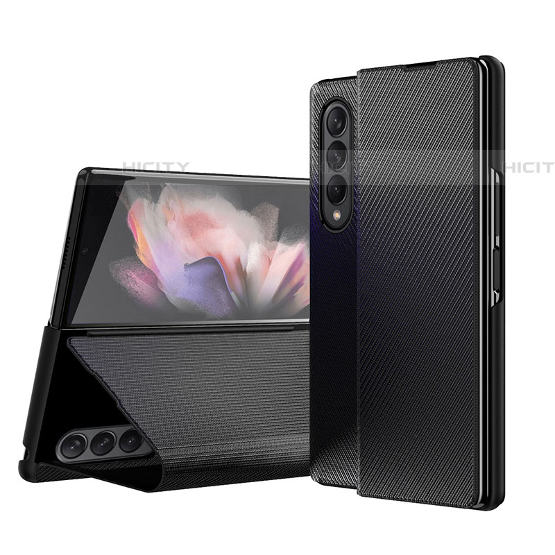 Coque Luxe Cuir et Plastique Housse Etui Mat H01 pour Samsung Galaxy Z Fold4 5G Noir Plus