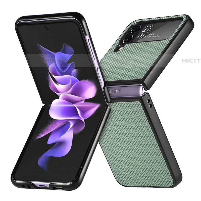 Coque Luxe Cuir et Plastique Housse Etui Mat H02 pour Samsung Galaxy Z Flip4 5G Vert Plus