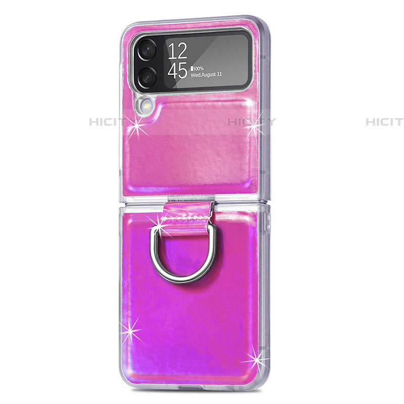 Coque Luxe Cuir et Plastique Housse Etui Mat H08 pour Samsung Galaxy Z Flip4 5G Rose Rouge Plus