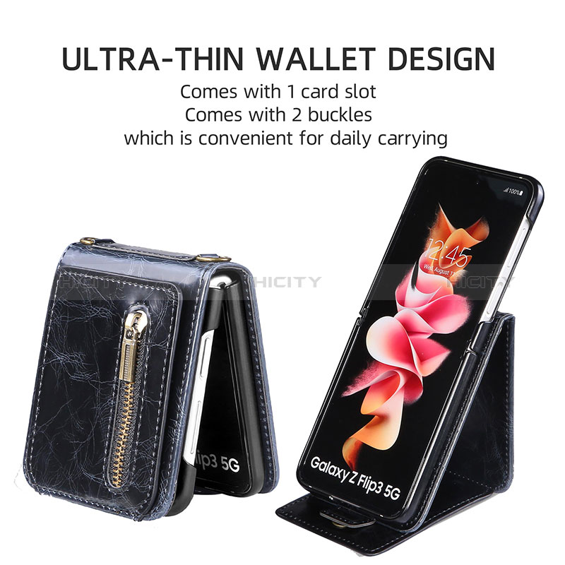 Coque Luxe Cuir et Plastique Housse Etui Mat JD2 pour Samsung Galaxy Z Flip3 5G Plus