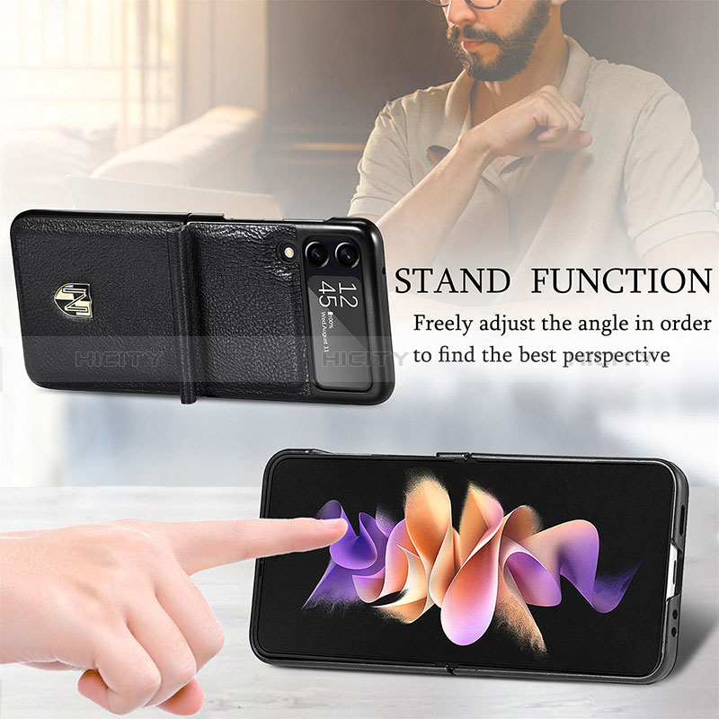 Coque Luxe Cuir et Plastique Housse Etui Mat L07 pour Samsung Galaxy Z Flip3 5G Plus